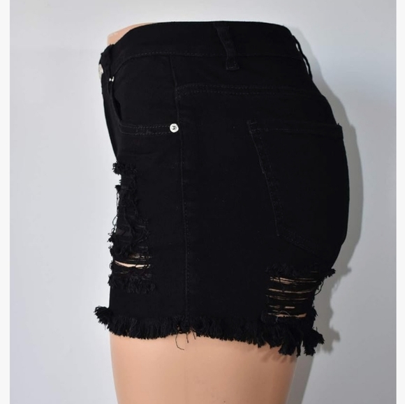 Ripped Black Shorts - Picture 2 of 12